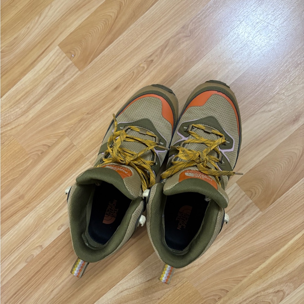 The North Face Olive and Orange Trail Shoes